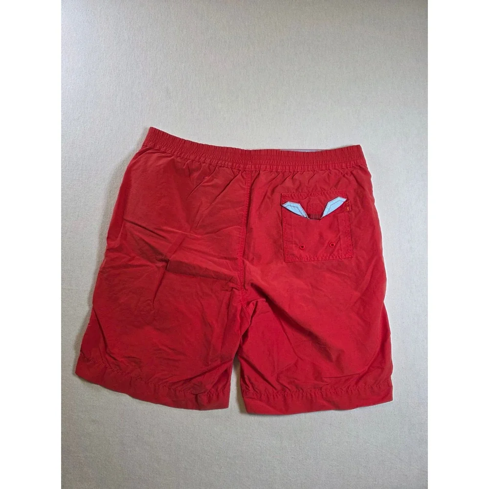 Tommy Bahama Relax Men M Red Swim Trunks Lined Board Shorts Solid Cotton Blend